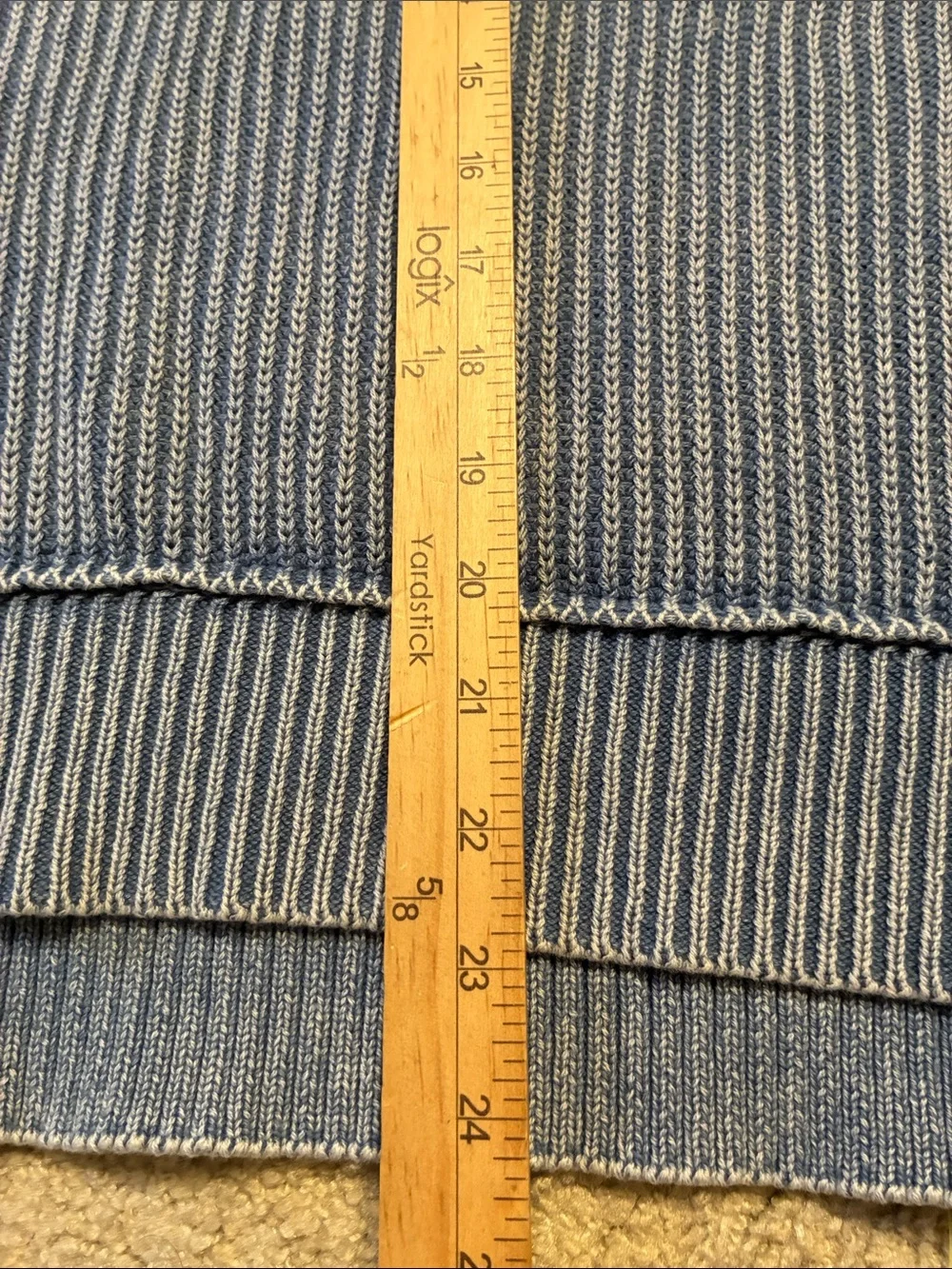 Zenana Large/XL Mock Neck Ribbed Sweater  Dusty Blue Exposed Seams OVERSIZED